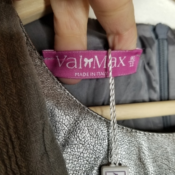 VALMAX ITALY Drop Waist Party Dress Silver Trim Crinkle Cotton Girls' 12Y Formal - Picture 10 of 15